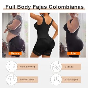 SHAPERX Women's Fajas Colombianas Tummy Control Shapewear Postpartum Full Body Shaper Butt Lifter Bodysuit