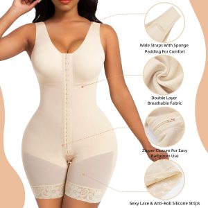SHAPERX Women's Fajas Colombianas Tummy Control Shapewear Postpartum Full Body Shaper Butt Lifter Bodysuit