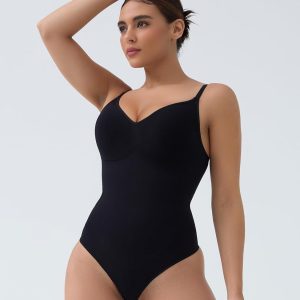 SHAPERX Women's Seamless Tummy Control Shapewear Bodysuit Thong Sculpting Body Shaper for a Snatched Waist