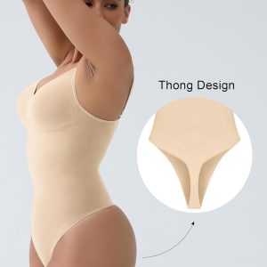 SHAPERX Women's Seamless Tummy Control Shapewear Bodysuit Thong Sculpting Body Shaper for a Snatched Waist
