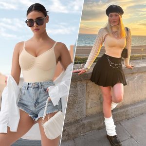 SHAPERX Women's Seamless Tummy Control Shapewear Bodysuit Thong Sculpting Body Shaper for a Snatched Waist