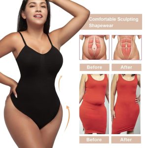 SHAPERX Women's Shapewear Bodysuit Tummy Control Body Shaper Seamless Sculpting Snatched Waist Body Suit