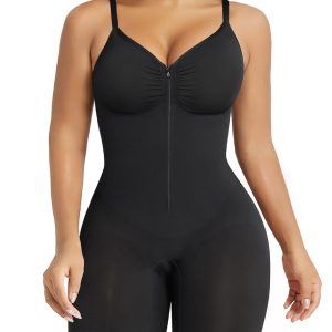 SHAPERX Women's Shapewear Bodysuit Tummy Control Seamless Zip-Up Sculpting Body Shaper Medium Compression