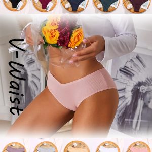 Sth Big 10 Pack Womens Cotton Underwear Sexy Stretch V-Waist Ladies Bikini Panties Low Rise Cotton Cheeky Hipster S-XXL