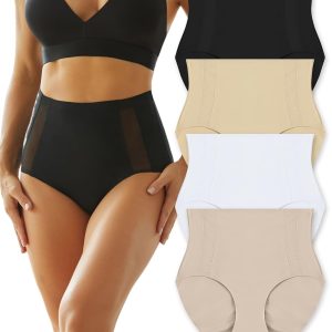 Sth Big 4 Pack Womens High Waisted Underwear Seamless Full Coverage Brief Ladies No Show Panties