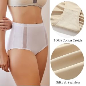Sth Big 4 Pack Womens High Waisted Underwear Seamless Full Coverage Brief Ladies No Show Panties