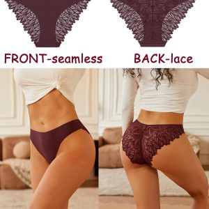 Sth Big Cheeky Underwear for Women Lace No Show Bikini Soft Breathe Seamless Panties Ladies Sexy Hipster Set 6 Pack