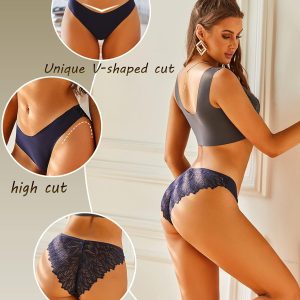 Sth Big Cheeky Underwear for Women Lace No Show Bikini Soft Breathe Seamless Panties Ladies Sexy Hipster Set 6 Pack