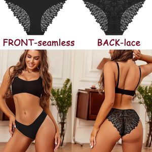 Sth Big Cheeky Underwear for Women Lace No Show Bikini Soft Breathe Seamless Panties Ladies Sexy Hipster Set 6 Pack