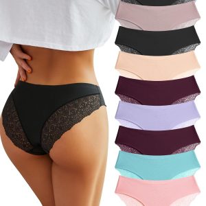 Sth Big Sexy Cheeky Underwear for Women Lace Bikini Panties Ladies No Show Hipster V-Waist Multi-Pack