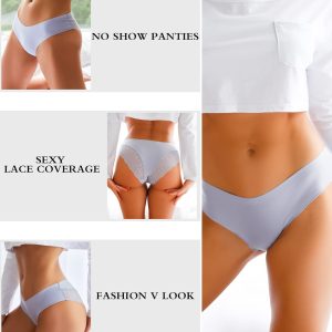 Sth Big Sexy Cheeky Underwear for Women Lace Bikini Panties Ladies No Show Hipster V-Waist Multi-Pack