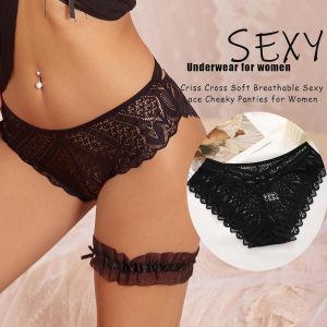 Sth Big Sexy Underwear for Women Lace Cheeky Panties Criss Cross Bikini Underwear Soft Breathe Seamless Panties 5 Pack