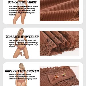 Sth Big Womens Cotton Underwear Sexy Lace Brazilian Panties Soft Breathable Cotton Bikini for Ladies 6 Pack