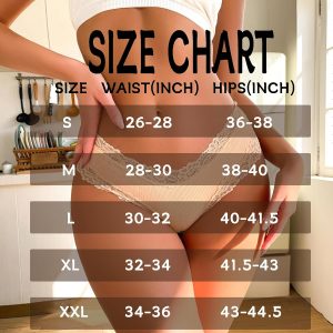 Sth Big Womens Cotton Underwear Sexy Lace Brazilian Panties Soft Breathable Cotton Bikini for Ladies 6 Pack