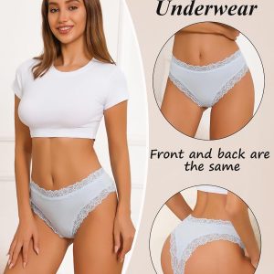 Sth Big Womens Cotton Underwear Sexy Lace Brazilian Panties Soft Breathable Cotton Bikini for Ladies 6 Pack