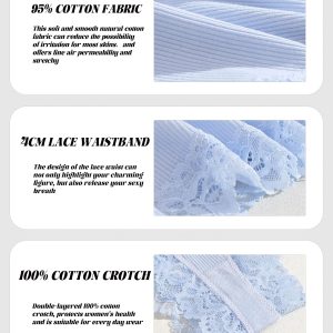 Sth Big Womens Cotton Underwear Sexy Lace Brazilian Panties Soft Breathable Cotton Bikini for Ladies 6 Pack