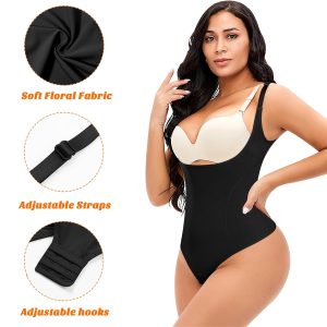 Thong Shapewear Bodysuit for Women Tummy Control Open Bust Body Shaper Slimmer Shaping Thong