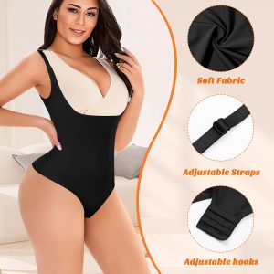 Thong Shapewear Bodysuit for Women Tummy Control Open Bust Body Shaper Slimmer Shaping Thong