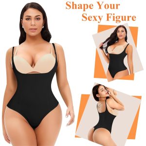 Thong Shapewear Bodysuit for Women Tummy Control Open Bust Body Shaper Slimmer Shaping Thong