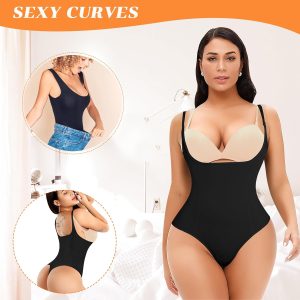 Thong Shapewear Bodysuit for Women Tummy Control Open Bust Body Shaper Slimmer Shaping Thong