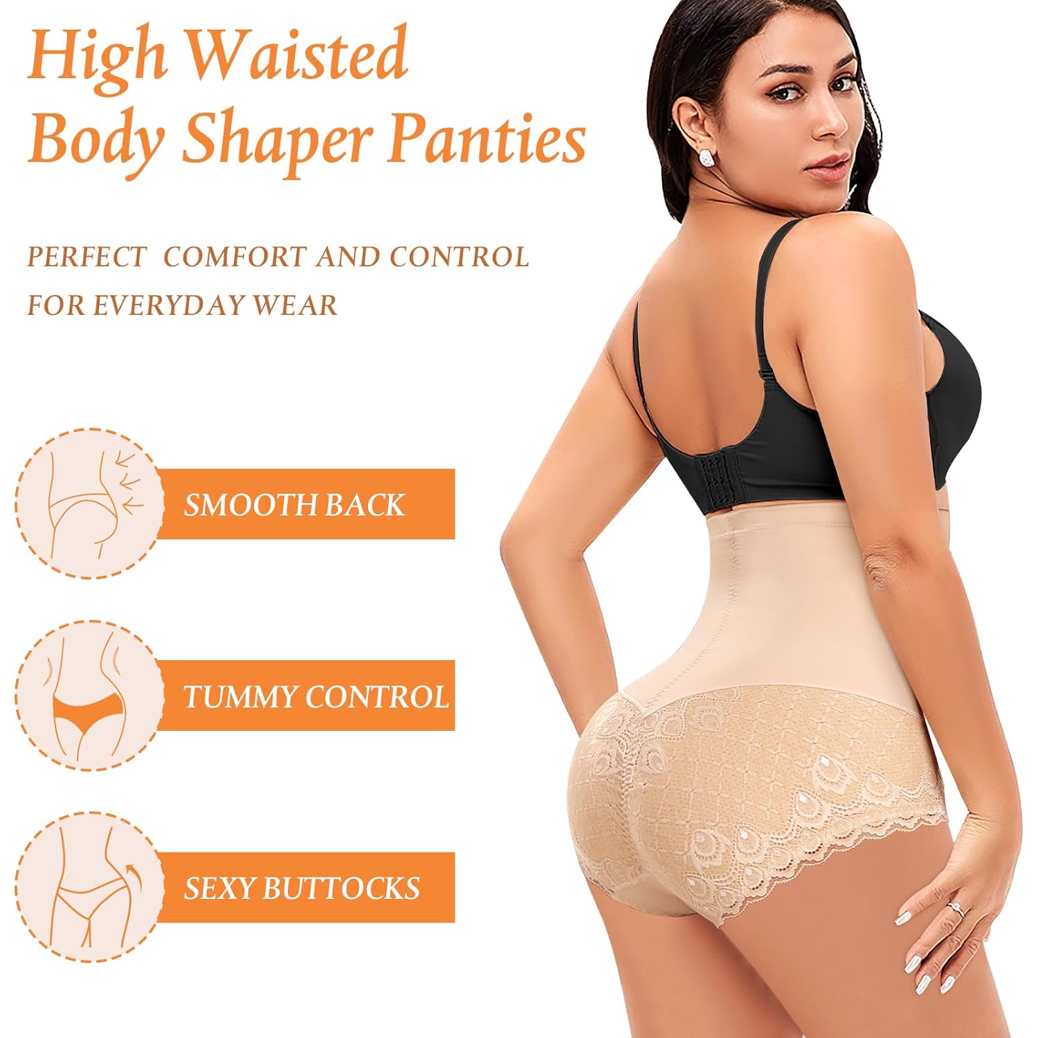 Tummy Control Shapewear Panties for Women High Waisted Shaping Underwear Lace Body Shaper Girdle