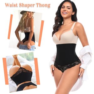 Tummy Control Thong Shapewear for Women High Waisted Body Shaper Panties Lace Shaping Thong Girdle