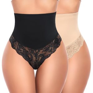 Tummy Control Thong Shapewear for Women High Waisted Body Shaper Panties Lace Shaping Thong Girdle