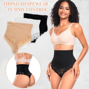 Tummy Control Thong Shapewear for Women High Waisted Body Shaper Panties Lace Shaping Thong Girdle