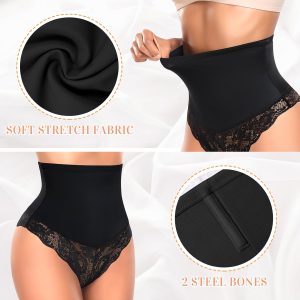 Tummy Control Thong Shapewear for Women High Waisted Body Shaper Panties Lace Shaping Thong Girdle