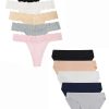 voenxe 5 Pack Women Bikini Underwear and 5 Pack Seamless Lace Thongs Breathable Ladies Panties,No Show Comfortable Briefs Undies for Women,Tanga