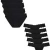 voenxe 5-Pack Women Bikini Underwear and 5-Pack Seamless Lace Thongs,Seamless Breathable Ladies Panties,No Show Comfortable Briefs Undies for Women
