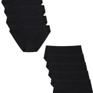 voenxe 5-Pack Women Bikini Underwear and 5-Pack Women Seamless Hipster Underwear No Show Briefs,Comfortable Undies for Women