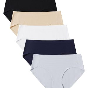 voenxe 5-Pack Women Bikini Underwear and 5-Pack Women Seamless Hipster Underwear Seamless Breathable Ladies Panties,No Show Comfortable Briefs Undies for Women