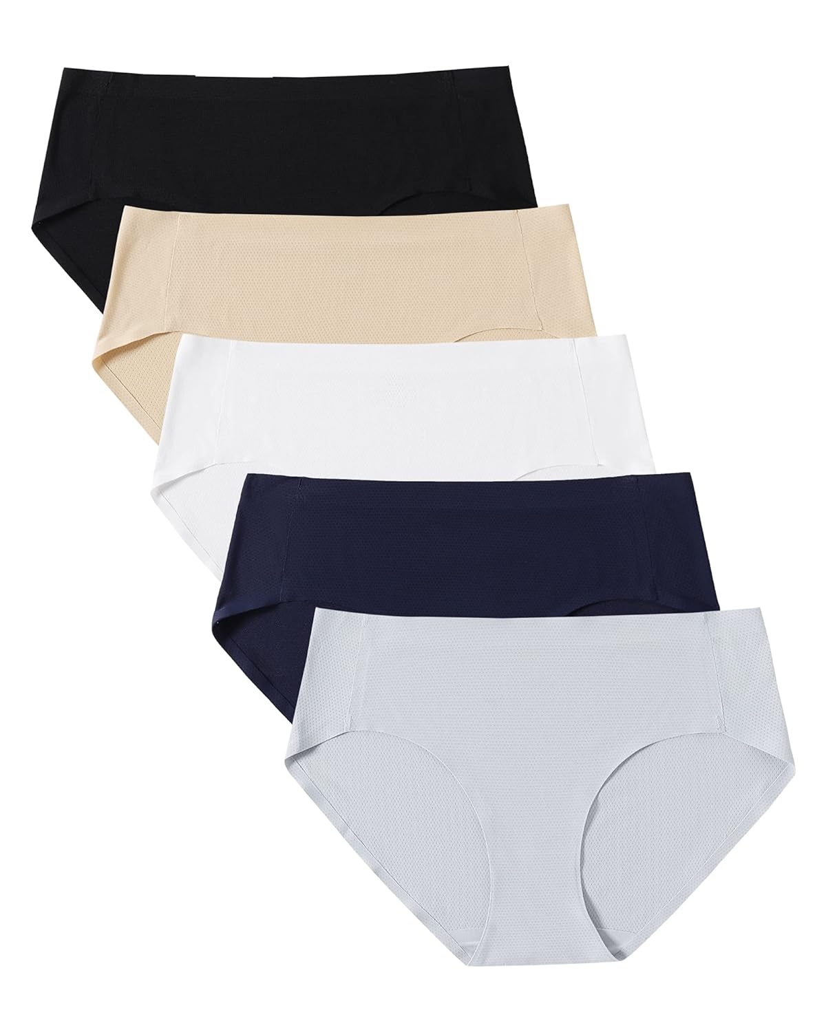 voenxe 5-Pack Women Bikini Underwear and 5-Pack Women Seamless Hipster Underwear Seamless Breathable Ladies Panties,No Show Comfortable Briefs Undies for Women