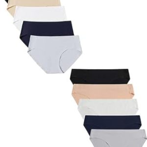 voenxe 5-Pack Women Bikini Underwear and 5-Pack Women Seamless Hipster Underwear Seamless Breathable Ladies Panties,No Show Comfortable Briefs Undies for Women