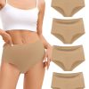 voenxe Cotton Underwear for Women,High Waisted Ladies Panties,Breathable Soft Full Coverage Briefs,Comfy Underpants,4 Pack