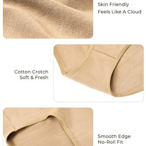 voenxe Cotton Underwear for Women,High Waisted Ladies Panties,Breathable Soft Full Coverage Briefs,Comfy Underpants,4 Pack
