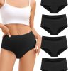 voenxe Cotton Underwear Ladies Comfortable High Waiste Black