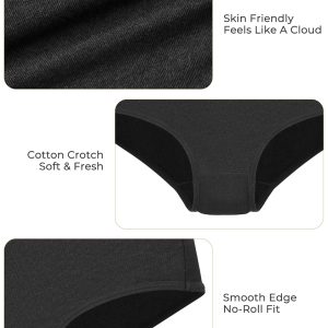 voenxe Cotton Underwear Ladies Comfortable High Waiste Black
