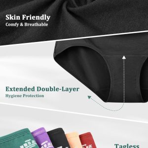 voenxe Cotton Underwear Women Hipster Brief Panties,Breathable Women's Full Coverage Bikini,Soft Workout Ladies Undies,5 Pack