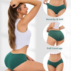 voenxe Cotton Underwear Women Hipster Brief Panties,Breathable Women's Full Coverage Bikini,Soft Workout Ladies Undies,5 Pack