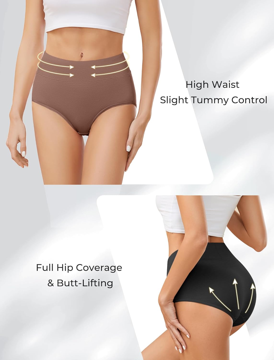 voenxe Cotton Women's Underwear Ladies Comfortable,S Coffee