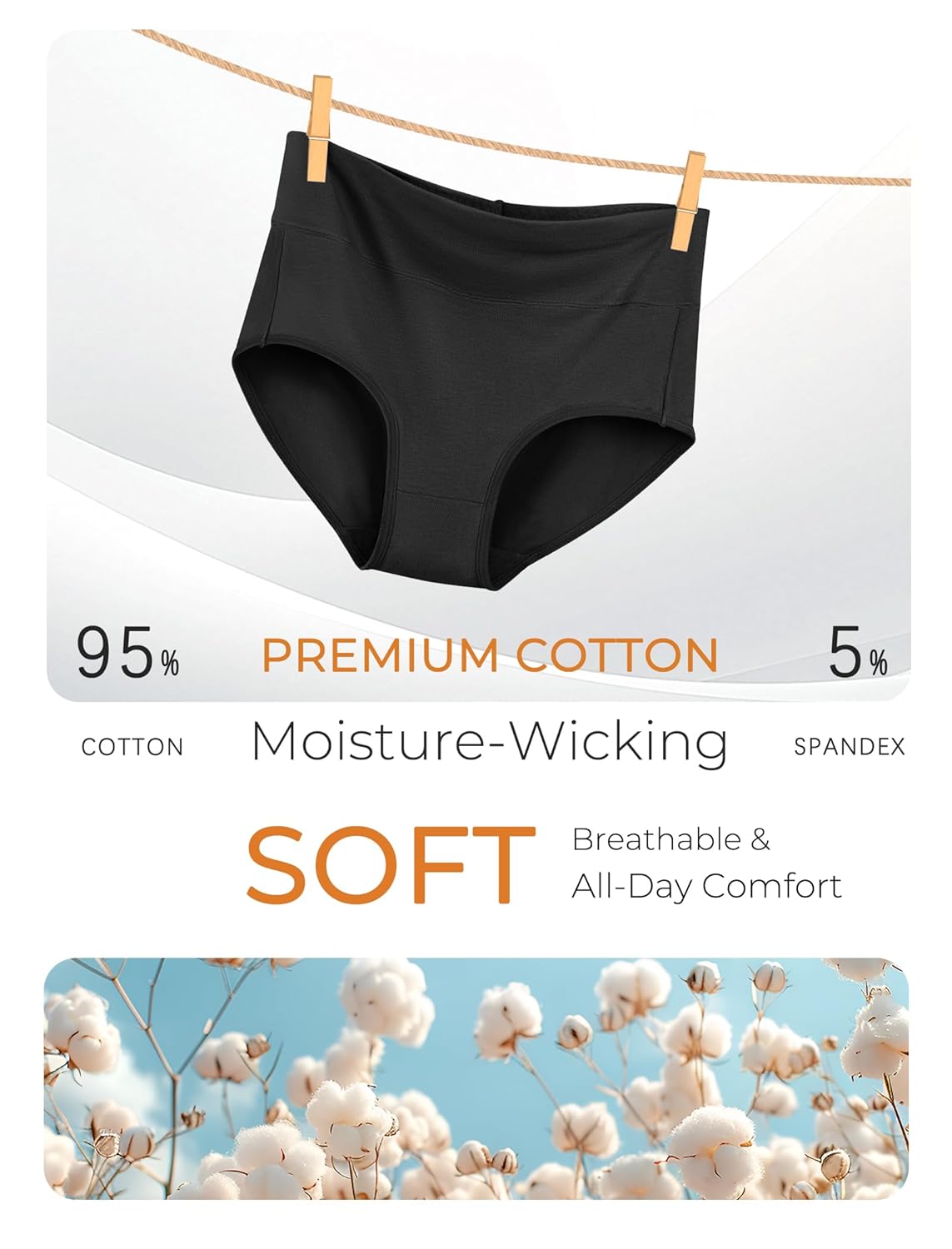 voenxe Cotton Women's Underwear Ladies Comfortable,S Coffee