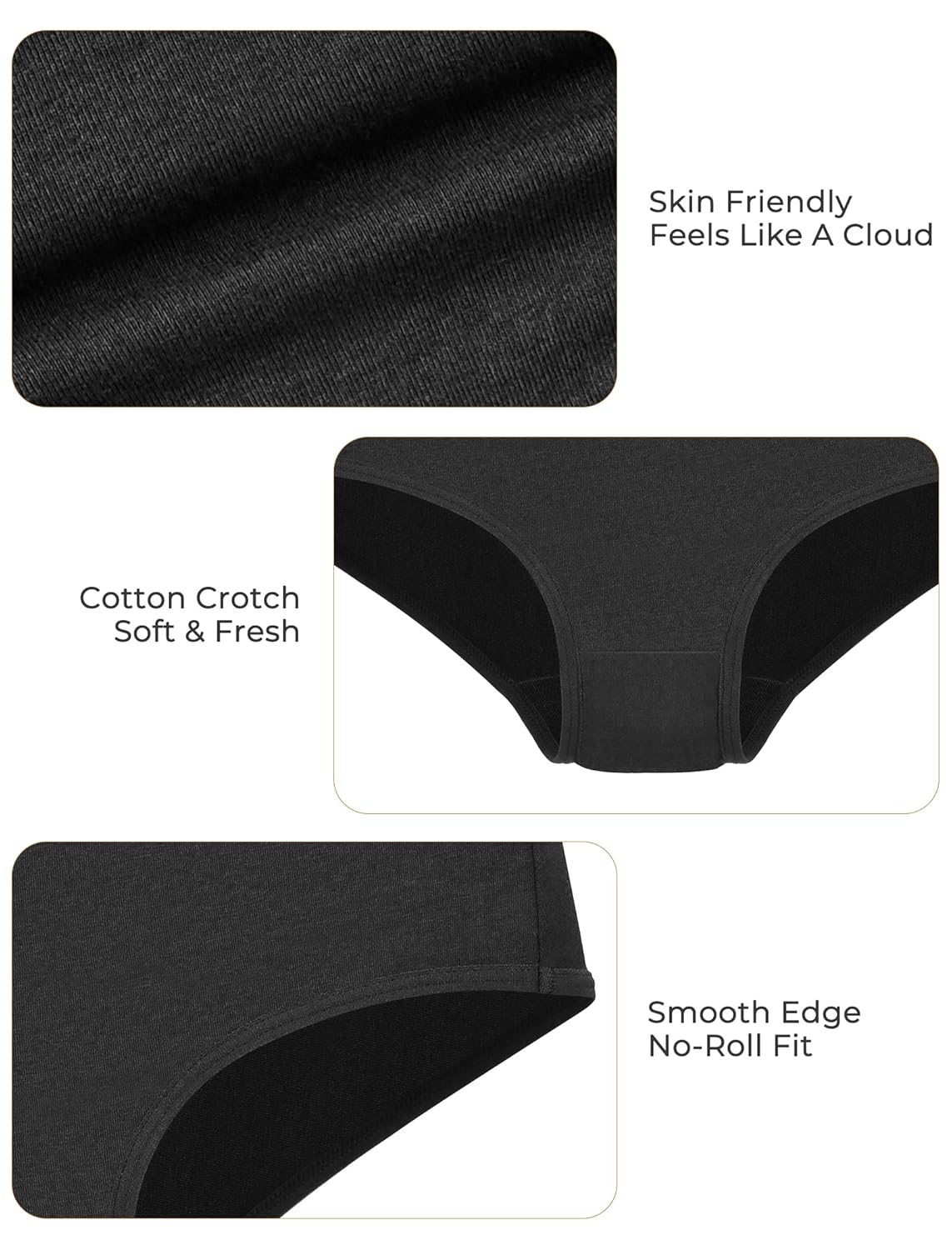 voenxe Cotton Women's Underwear Ladies Comfortable,S Coffee