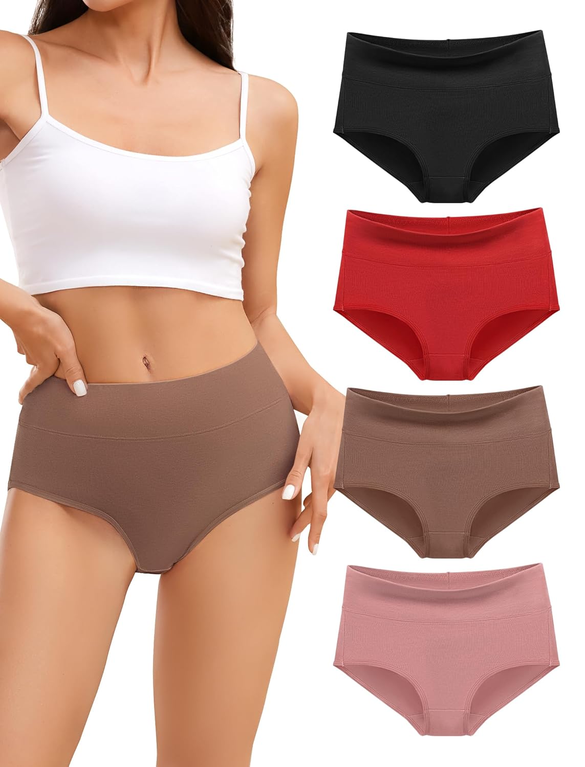 voenxe Cotton Women's Underwear Ladies Comfortable,S Coffee
