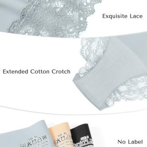 voenxe Lace Underwear for Women,Stretch Soft Bikini Panties,Sheer Lacy Ladies Briefs,Comfortable Hipster Panty Undies,5 Pack