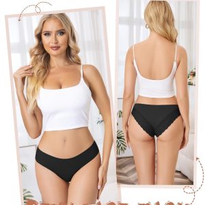 voenxe Lace Underwear for Women,Stretch Soft Bikini Panties,Sheer Lacy Ladies Briefs,Comfortable Hipster Panty Undies,5 Pack