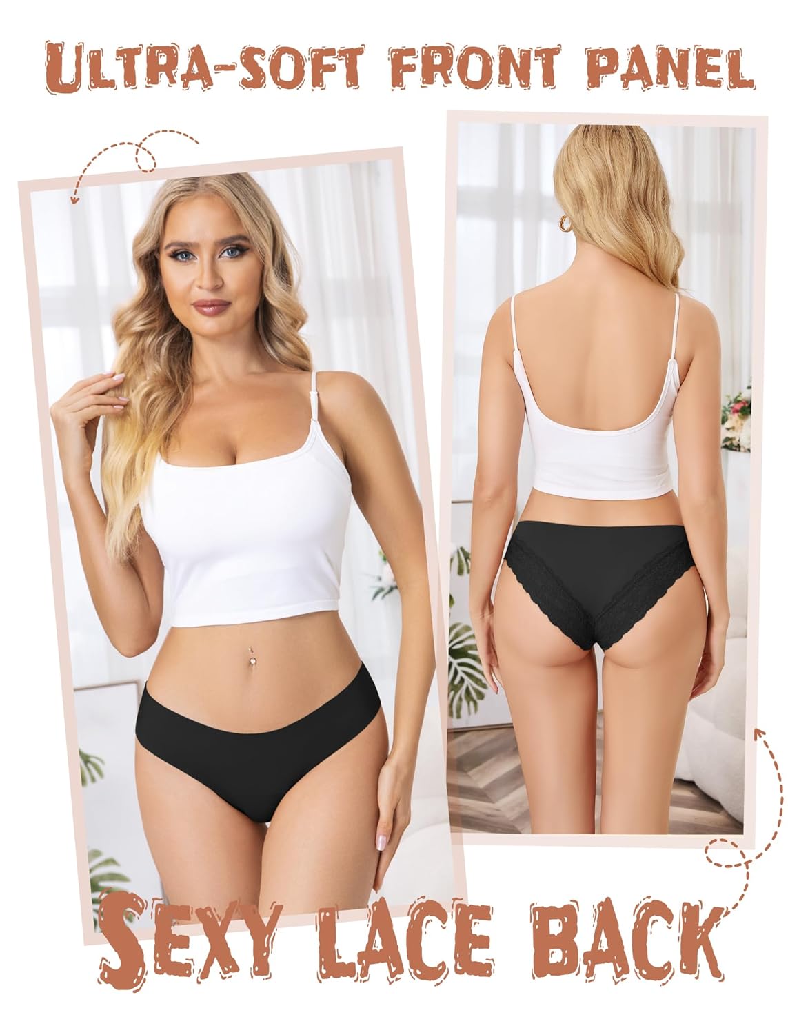 voenxe Lace Underwear for Women,Stretch Soft Bikini Panties,Sheer Lacy Ladies Briefs,Comfortable Hipster Panty Undies,5 Pack