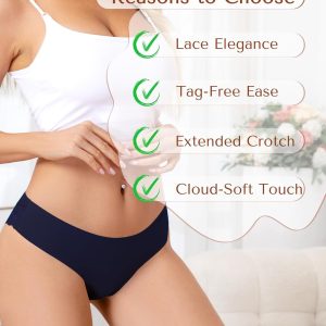 voenxe Lace Underwear for Women,Stretch Soft Bikini Panties,Sheer Lacy Ladies Briefs,Comfortable Hipster Panty Undies,5 Pack