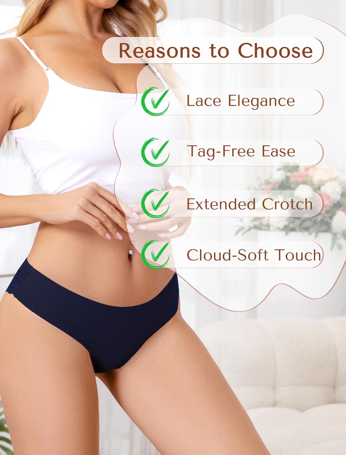 voenxe Lace Underwear for Women,Stretch Soft Bikini Panties,Sheer Lacy Ladies Briefs,Comfortable Hipster Panty Undies,5 Pack